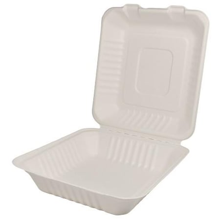 Karat Earth 8 in x 8 in Bagasse Clamshells, PK200 KE-BHC88-1C